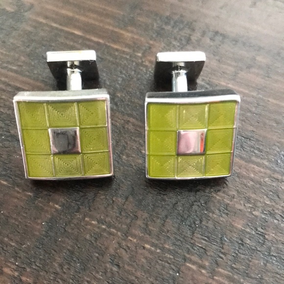 Other - Green Square Grid Cuff Links